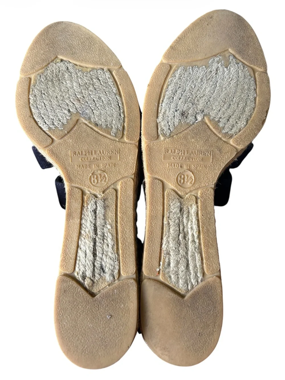 Ralph Lauren Collection Navy Suede Espadrille Wedge Made in Spain 8.5